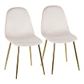 LumiSource Pebble Velvet Chairs, Cream/Gold, Set Of 2 Chairs