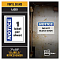 Avery® Industrial Adhesive Vinyl Signs, 61555, Notice Header, 10"W x 7"D, White, Pack Of 15