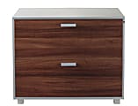 WorkPro® ModOffice™ Lateral File With Feet, 2 Drawers, 29"H x 36"W x 18"D, Gray/Walnut