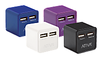 Ativa® Dual Port USB Wall Charger, Assorted Colors, OD16102442PU