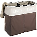 Whitmor Laundry Sorter - 2 Compartment(s) - 21.3" Height x 12.5" Width24.8" Length - Heavy Duty, Adjustable, Lightweight, Collapsible, Sturdy - Java Brown - Polyester, Mesh, Vinyl, Metal