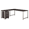 Bush Business Furniture 400 Series 72"W x 30"D L Shaped Desk with 42"W Return and 3 Drawer Mobile File Cabinet, Storm Gray, Standard Delivery