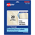 Avery® Pearlized Permanent Labels With Sure Feed®, 94202-PIP10, Rectangle, 1" x 4", Ivory, Pack Of 200 Labels