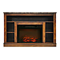 Cambridge® Electric Fireplace With Charred Log Insert And Storage Mantel, Walnut