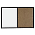 Quartet® Combination Non-Magnetic Melamine Dry-Erase/Bulletin Board, 36" x 48", Black Wood Frame