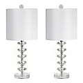 LumiSource Diamond Stacked Contemporary Table Lamps, 23-1/4”H, Off-White Shade/Chrome Base, Set Of 2 Lamps