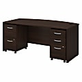 Bush® Business Furniture Studio C 72"W Bow-Front Desk With Mobile File Cabinets, Black Walnut, Premium Installation