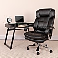Flash Furniture Hercules 24-7 Intensive Use Big & Tall Ergonomic LeatherSoft™ Faux Leather Office Chair With Loop Arms, Black/Gray