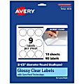 Avery® Glossy Permanent Labels With Sure Feed®, 94516-CGF10, Round Scalloped, 2-1/2" Diameter, Clear, Pack Of 90
