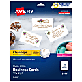 Avery® Clean Edge® Printable Business Cards With Sure Feed® Technology for Laser Printers, 2" x 3.5", White, 200 Blank Cards