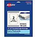 Avery® Printable Postcards With Sure Feed® Technology, 95274-MIC50, Rectangle Flourished Edge, 4" x 6", Matte Ivory, Pack Of 100 1 thumbnail image