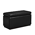 Linon Brenock Faux Leather Storage Ottoman, 18"H x 32"W x 16"D, Black/Dark Walnut 1 thumbnail image