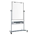 MasterVision® Gold Ultra™ Evolution Revolver Mobile Presentation Non-Magnetic Dry-Erase Whiteboard Easel, 36" x 47", Aluminum Frame With Silver Finish