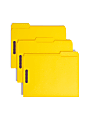 Smead® Color Reinforced Tab Fastener Folders, Letter Size, 1/3 Cut, Yellow, Pack Of 50