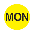 Tape Logic® Permanent Inventory Label Roll, DL6501, Weekday-Style, "MON," 1" Diameter, Yellow, Roll Of 500