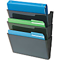 Deflecto DocuPocket Letter Size Wall Files, 19"H x 13"W x 4"D, 50% Recycled, Black, Pack Of 3 Wall Files
