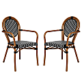 Flash Furniture 2 Pack Lourdes Indoor/Outdoor Commercial Thonet Bistro Stacking Chair with Arms, Black & White/Natural Frame -2SDA6422ABWNAT 1 thumbnail image
