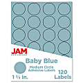 JAM Paper® Circle Labels, 1 2/3", Baby Blue, 24 Labels Per Sheet, Pack Of 5 Sheets