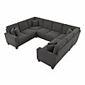 Bush® Furniture Stockton 113"W U-Shaped Sectional Couch, Charcoal Gray Herringbone, Standard Delivery