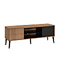 Sauder® Ambleside Modern Entertainment Credenza For 60" TVs, 20-7/8”H x 55-7/8”W x 15-5/8”D, Serene Walnut/Black