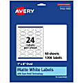 Avery® Permanent Labels With Sure Feed®, 94053-WMP50, Oval, 1" x 2", White, Pack Of 1,200 1 thumbnail image