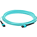 AddOn 1m MPO (Female) to MPO (Female) 12-strand Aqua OM4 Crossover Fiber OFNR (Riser-Rated) Patch Cable - 100% compatible and guaranteed to work in OM4 and OM3 applications