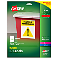 Avery® Durable Permanent ID Labels, AVE6790, 8 1/2" x 11", White, Pack Of 8