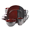 Gibson Volterra 16-Piece Square Dinnerware Set, Red