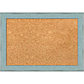Amanti Art Cork Bulletin Board, 20" x 14", Natural, Sky Blue Rustic Wood Frame