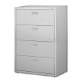 Lorell® 30"W x 18-5/8"D Lateral 4-Drawer File Cabinet, Light Gray