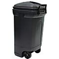 United Solutions Rough & Rugged Rectangular Polypropylene Trash Can With Wheels, 34 Gallons, 35 1/4"H x 18 7/8"W x 20 3/4"D, 85% Recycled, Black