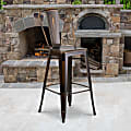 Flash Furniture Commercial-Grade 30"H Distressed Metal Bar Stool, Copper