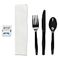 Boardwalk® 6-Piece Cutlery Kits, Polystyrene, Black, Pack Of 250 Kits