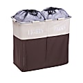 Honey Can Do 2-Compartment Laundry Hamper, Brown/Off-White