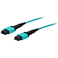 AddOn 10m MPO (Male) to MPO (Male) 12-strand Aqua OM4 Crossover Fiber OFNR (Riser-Rated) Patch Cable - 100% compatible and guaranteed to work in OM4 and OM3 applications