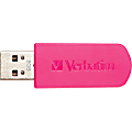 Verbatim 8GB Mini USB Flash Drive - Hot Pink - 8 GB - Hot Pink - 1 Pack