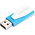 Verbatim 8GB Swivel USB Flash Drive - Caribbean Blue - 8GB - Caribbean Blue - 1 Pack - Swivel, Capless"