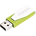 Verbatim 32GB Swivel USB Flash Drive - Eucalyptus Green - 32 GB - Eucalyptus Green - 1 Pack - Capless, Swivel"