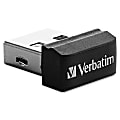 Verbatim 32GB Store 'n' Stay Nano USB Flash Drive - Black - 32 GB Nano - Black - 1 Pack - Capless