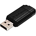 Verbatim® PinStripe USB Flash Drive, 128GB, Black