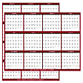 2024 SwiftGlimpse Wet/Dry-Erase Laminated Reversible Yearly Wall Calendar, 36" x 24", Maroon