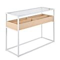 LumiSource Display Contemporary Console Table, 31-1/2”H x 43-1/4”W x 16”D, White/Natural/Clear