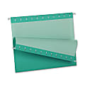 Oxford® Color 1/5-Cut Hanging Folders, Letter Size, Aqua, Box Of 25