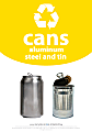 Recycle Across America Aluminum, METAL-1007, Steel And Tin Cans Standardized Recycling Labels, 10" x 7", Yellow 1 thumbnail image