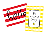 Barker Creek Hello! You're Awesome Poster Duet Set, Buffalo Plaid/Wide Stripes 1 thumbnail image