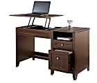 Realspace® Premium Height-Adjustable 50"W Lift Top Desk, Mocha