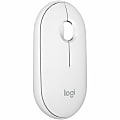 Logitech Pebble Mouse 2 M350s Slim Bluetooth Wireless Mouse, Portable, Customizable Button, Quiet Clicks, Tonal White - Optical - Wireless - Bluetooth - 4000 dpi - Scroll Wheel - 3 Button(s) - Symmetrical
