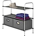 Whitmor Storage Rack, 2 Drawer(s), 3 Tier(s), 12"H x 28.6"W x 31.6"L, Floor, Breathable, Gray, Metal, Fabric 1 thumbnail image