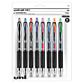 uni-ball® 207™ Retractable Fraud Prevention Gel Pens, Medium Point, 0.7 mm, Black Barrels, Assorted Ink Colors, Pack Of 8