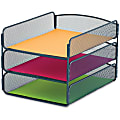 Safco Onyx Letter Tray, 3 Compartment(s), 8"H x 9.25"W x 11.75"D, Desktop, Blue, Steel 1 thumbnail image